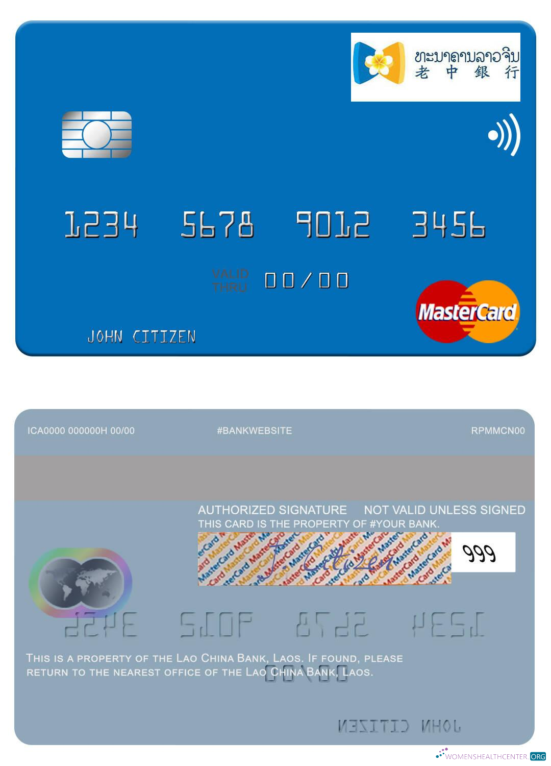 Download Laos Lao China Bank mastercard Photoshop template